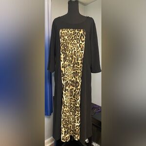 Black dress with animal print panel
